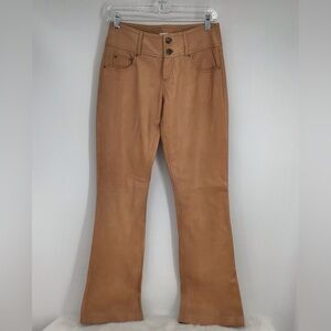 Cache Women’s Lamb Leather Boot-Cut Pants Casual Western Cowgirl Camel Size 2